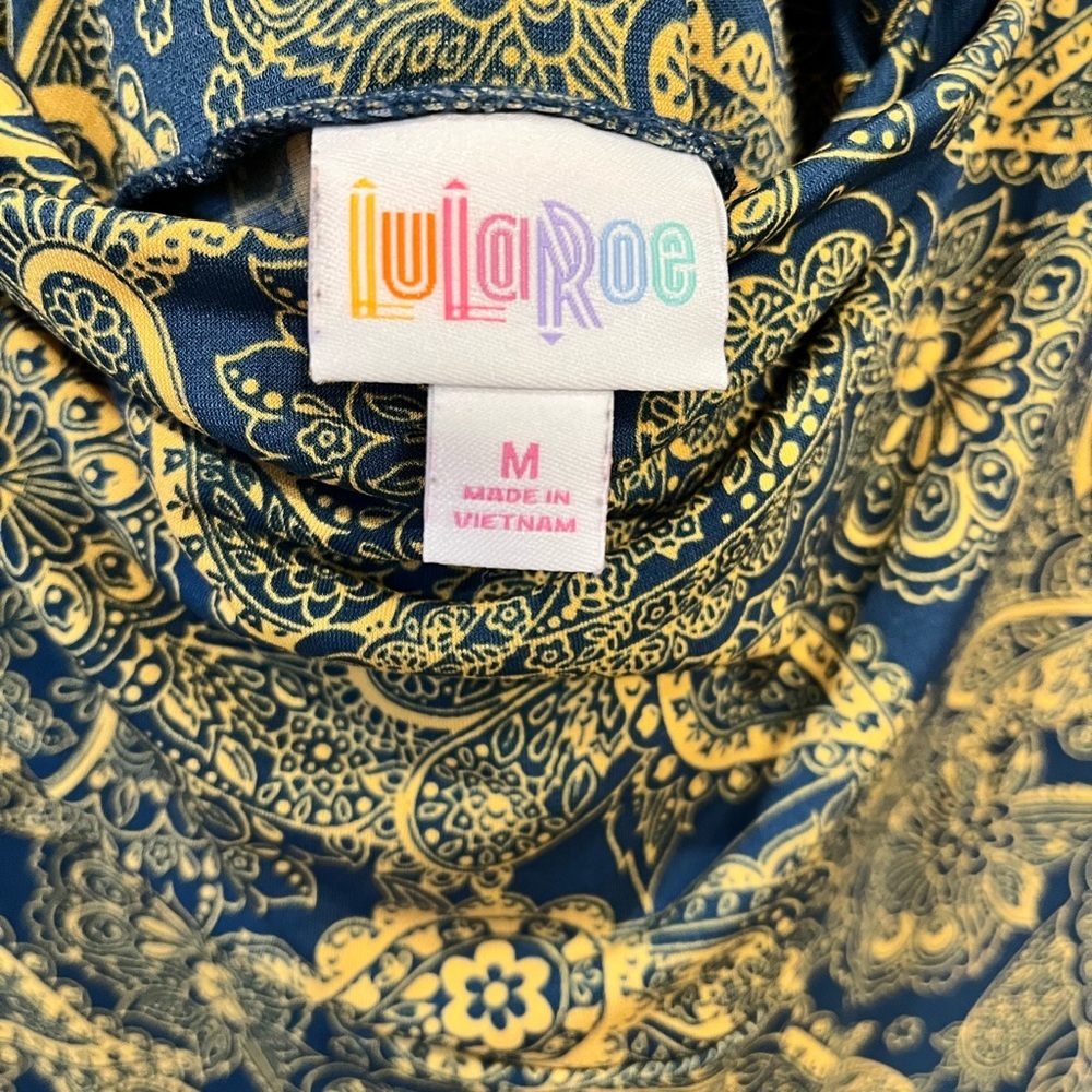 LuLaRoe Blue and Gold Paisley Dress - Picture 3 of 3